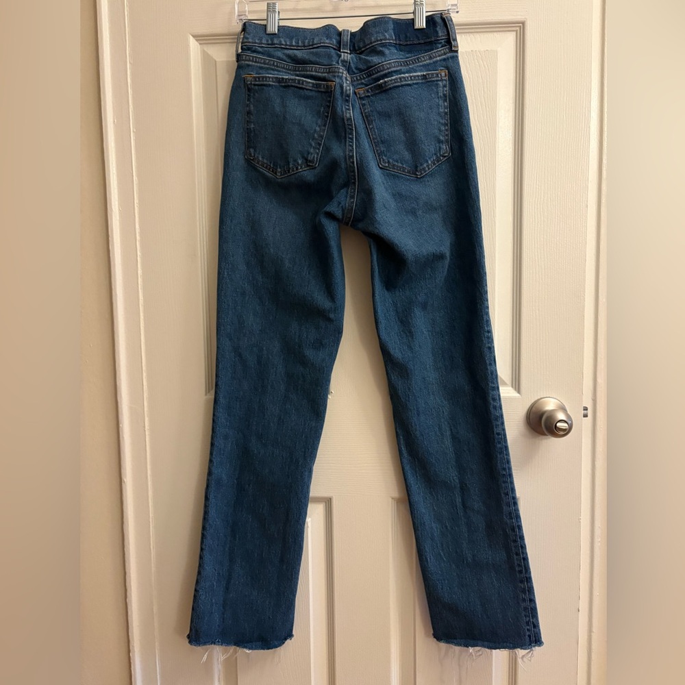 Abercrombie & Fitch Curve Love Mid Rise 90s Straight Frayed Hem Jeans - Picture 5 of 5